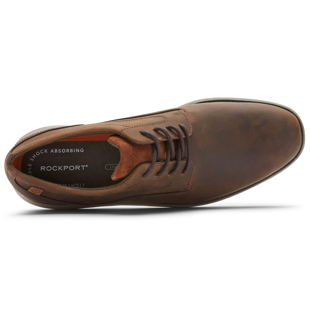 Rockport Singapore Mens Oxfords - Garett Plain Toe Brown - KI5428371